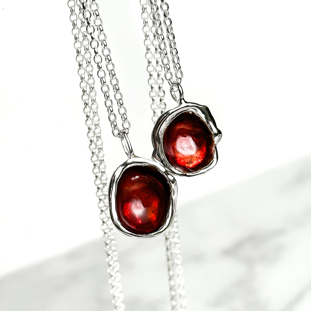 Sterling Silver 'Hawthorn Berry' Enamel Droplet Necklace